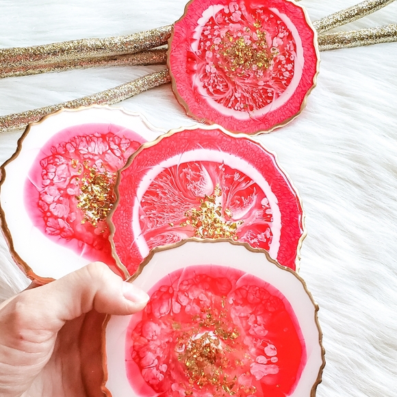 SOLD, Resin Geode Coasters, Set of 4 - Picture 6 of 11